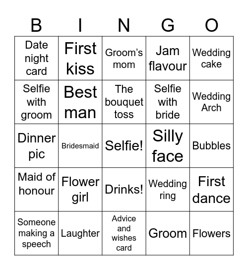 Brooke-Lynne and Jamies Wedding Bingo Card