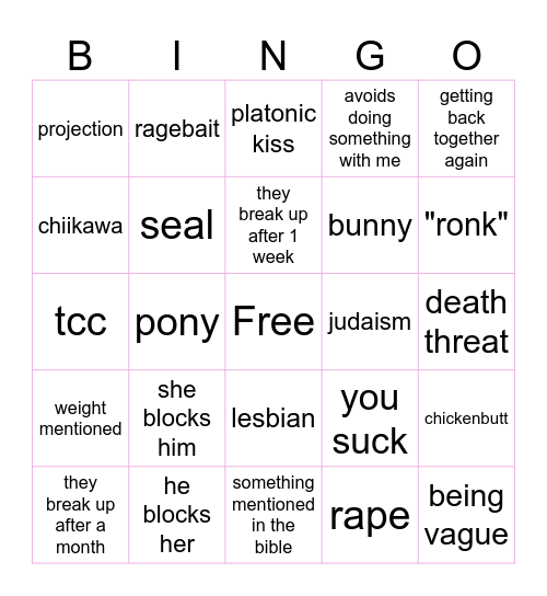 HAWK TUAH BOARD 2.0 Bingo Card