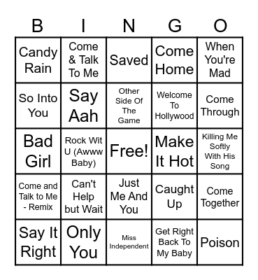 R&B Bingo Card