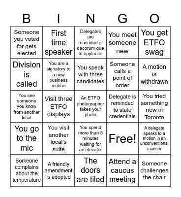 OCETFO AM BINGO Card