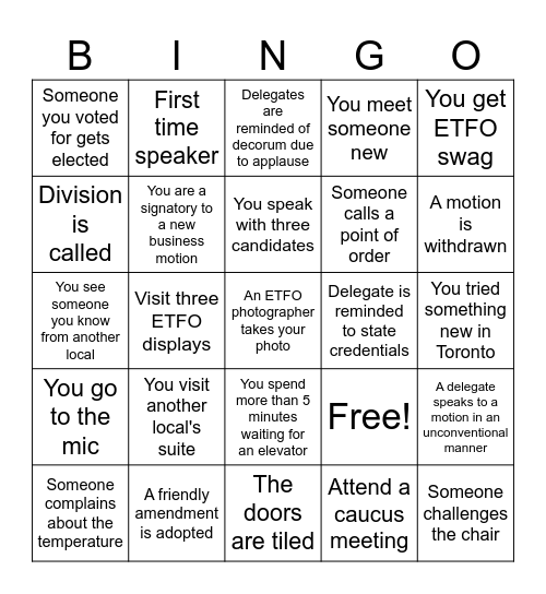 OCETFO AM BINGO Card