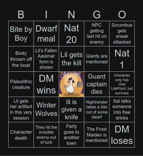 Icewind Dale RotF Hardcore Ep. 14 | Fateful Choices Bingo Card