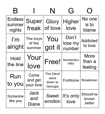 Men of the 70s & 80s Bingo Card