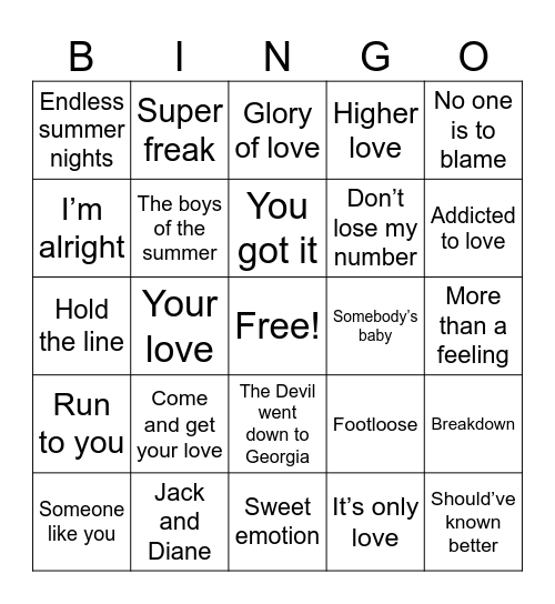 Men of the 70s & 80s Bingo Card
