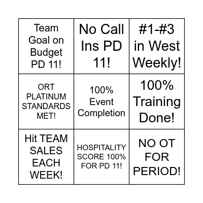 CONNECTIONS TEAM GOALS PD 11!! Bingo Card