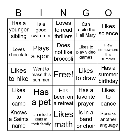 Human Bingo Card
