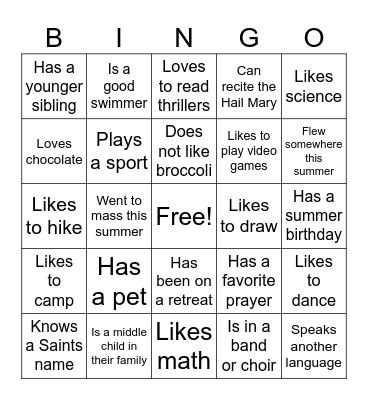 Human Bingo Card
