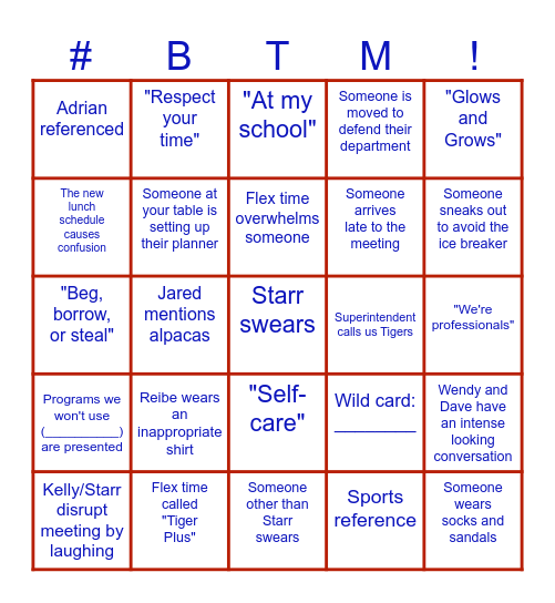 Back to School Bingo Card