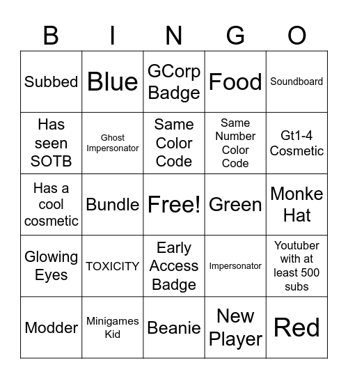 Gtag Bingo Card