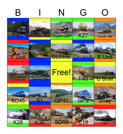 The Railway Lines of Colorado:Past to the Present Bingo Card