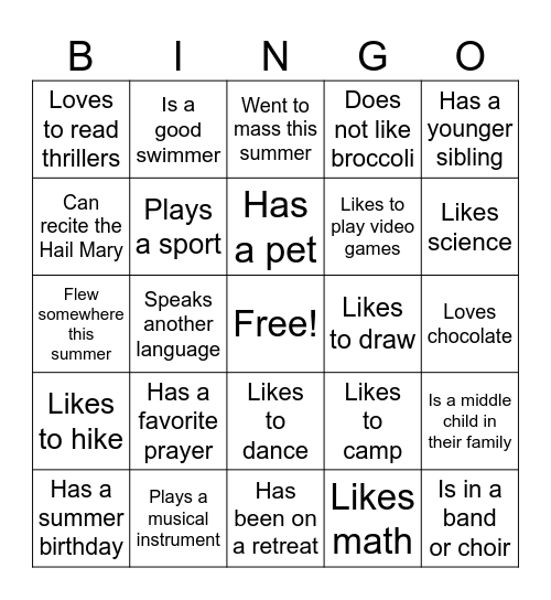 Human Bingo Card