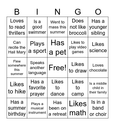 Human Bingo Card