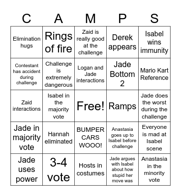 DC4 Episode 20 Bingo Card