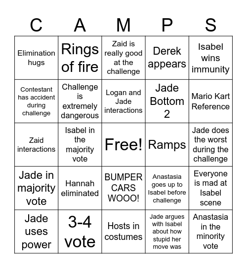 DC4 Episode 20 Bingo Card
