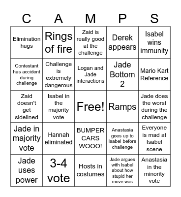 DC4 Episode 20 Bingo Card