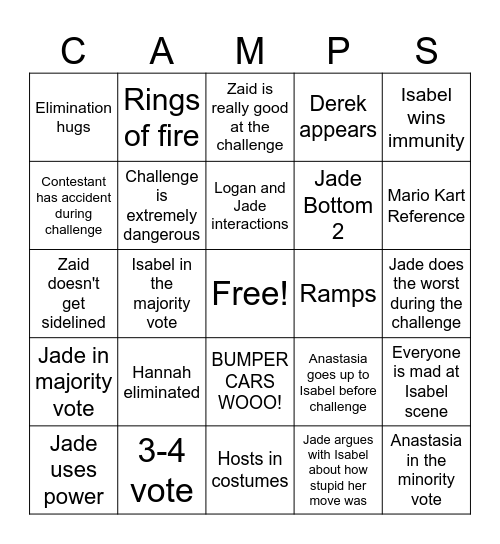 DC4 Episode 20 Bingo Card