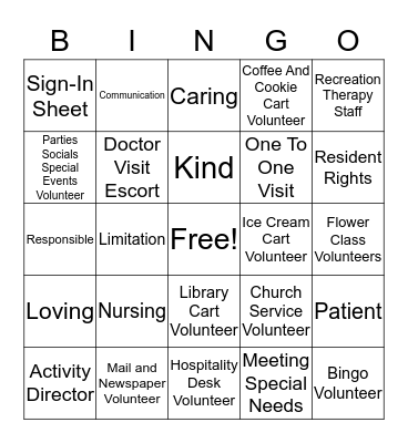 Cherrelle Lowe: Volunteer Inservice- John Collins (Course Coordinator) Bingo Card