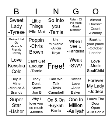 R& Bingo Card