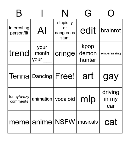 Instagram Reels Bingo Card