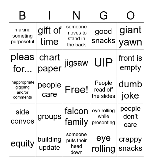 B2S Bingo Card