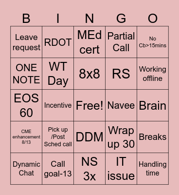 REMINDERS Bingo Card