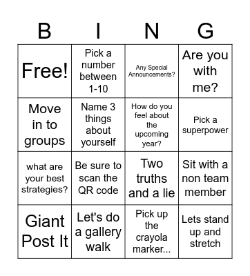 Ice Breaker Bingo Card