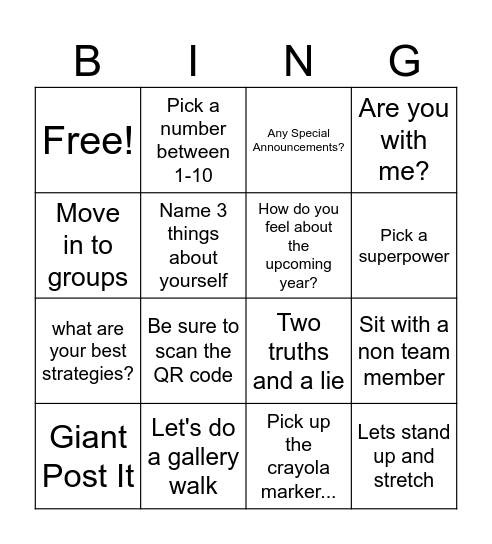 Ice Breaker Bingo Card