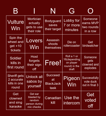 Goose Goose Bingo Card