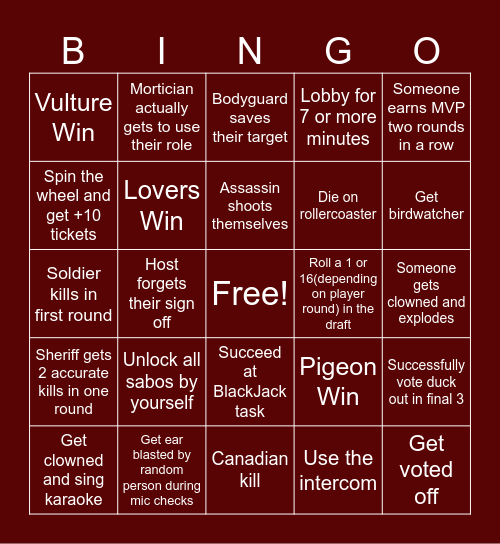 Goose Goose Bingo Card