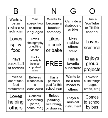 Human Bingo Card