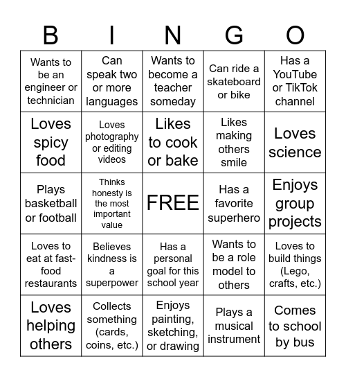 Human Bingo Card