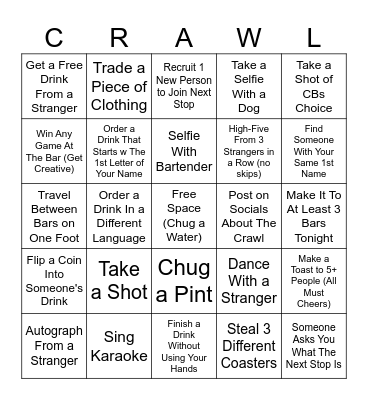 Summer Crawl 2025 Bingo Card