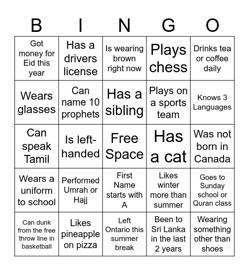 Bingo Card