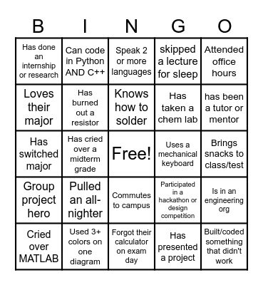 T-Prep Bingo (find someone...) Bingo Card