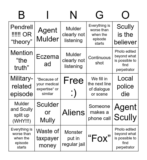 Watching The X-Files with the lights on Bingo Card