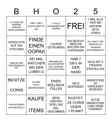BHO25 Bingo Card
