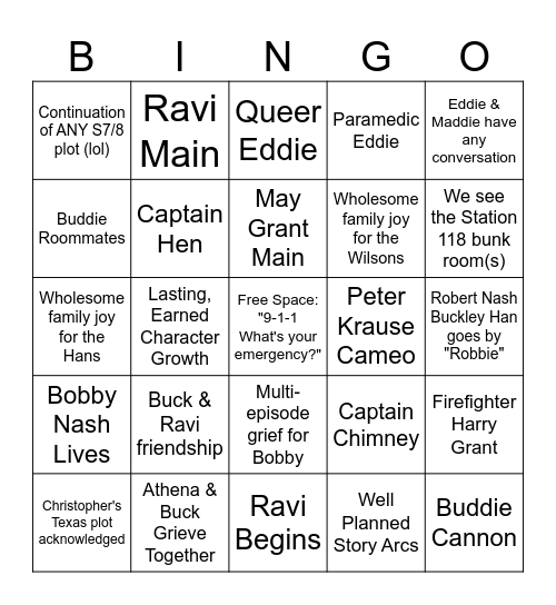 Hopeful Reddit Season 9 Bingo Card