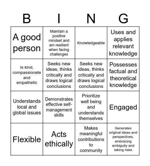 SLO Bingo Card