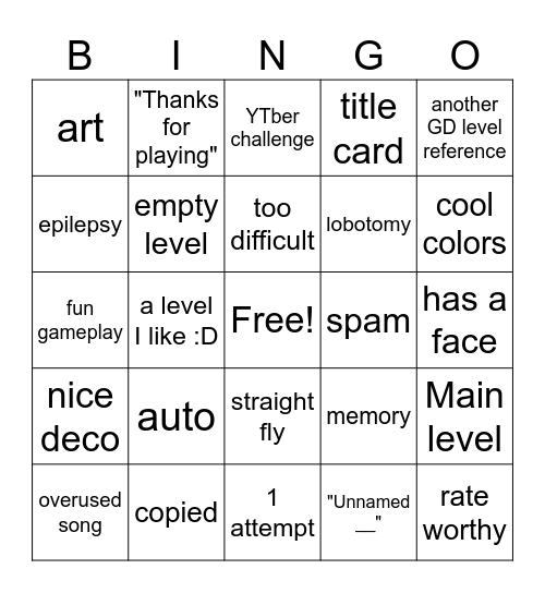 Recent Tab Bingo Card