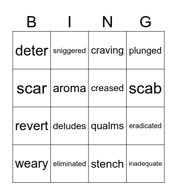 Vocabulary Bingo Card