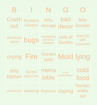 kitchen nightmares bingo Card