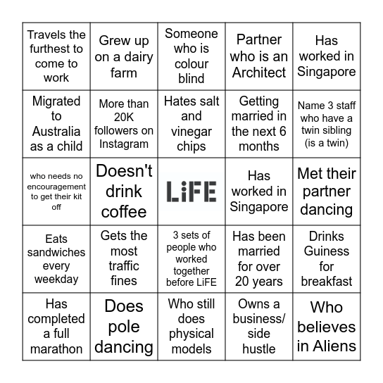 MINGLE BINGO Card