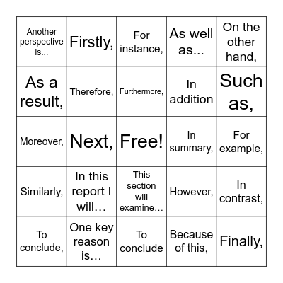 Academic Structure Bingo Card