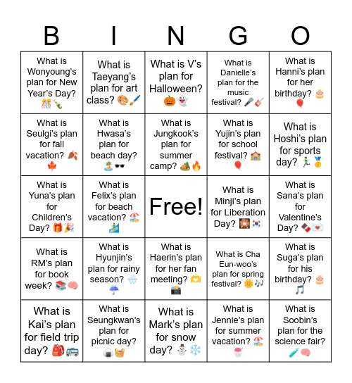B17 L7 What is IU’s plan for winter break? ❄️☃️ Bingo Card