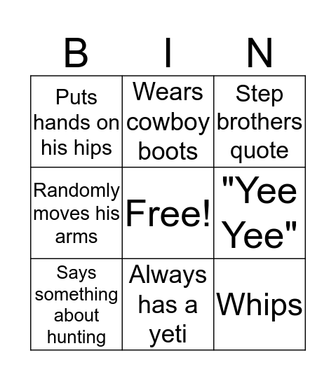 Britt Brown Bingo Card