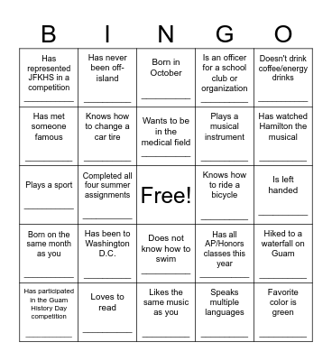 Human Bingo Card