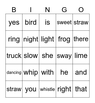 phonics 2 Bingo Card