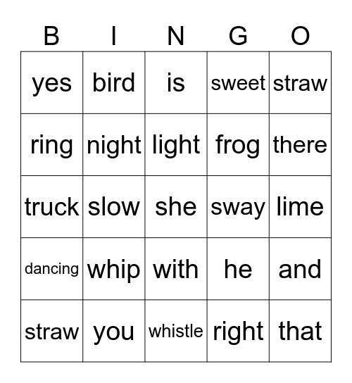 phonics 2 Bingo Card