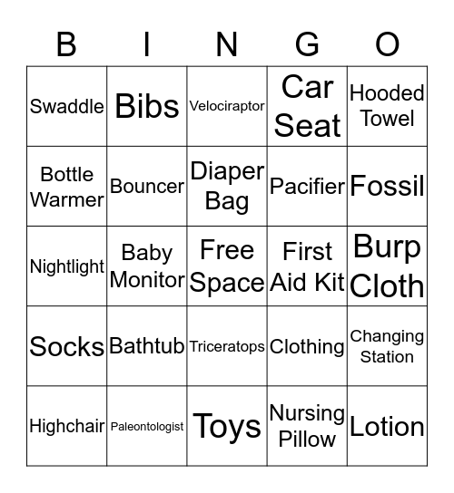 Baby Dinosaur Bingo Card