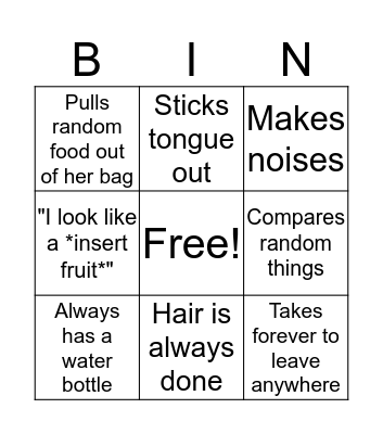 Abby Piccin Bingo Card